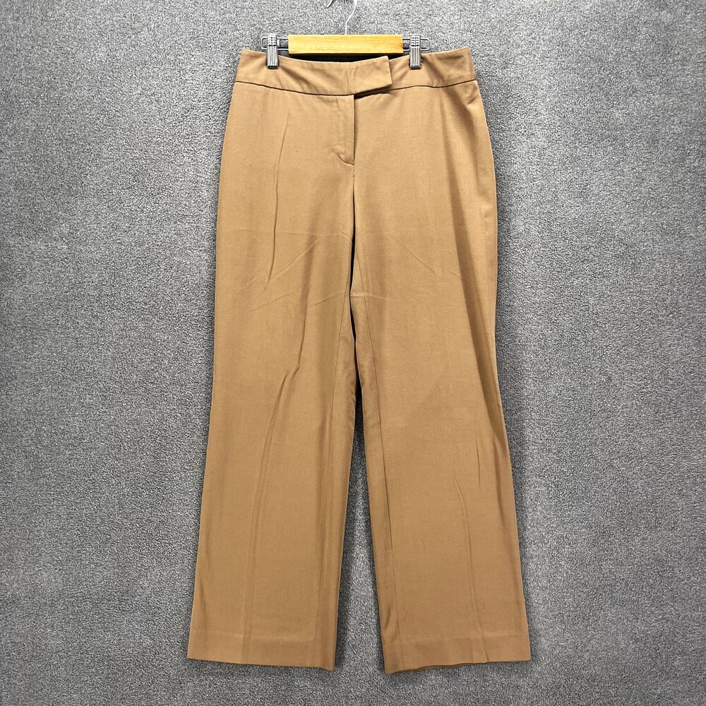 Alfani Pants Womens 4 Brown Dress Pants Wide Leg Mid Rise Flat Front Bussines